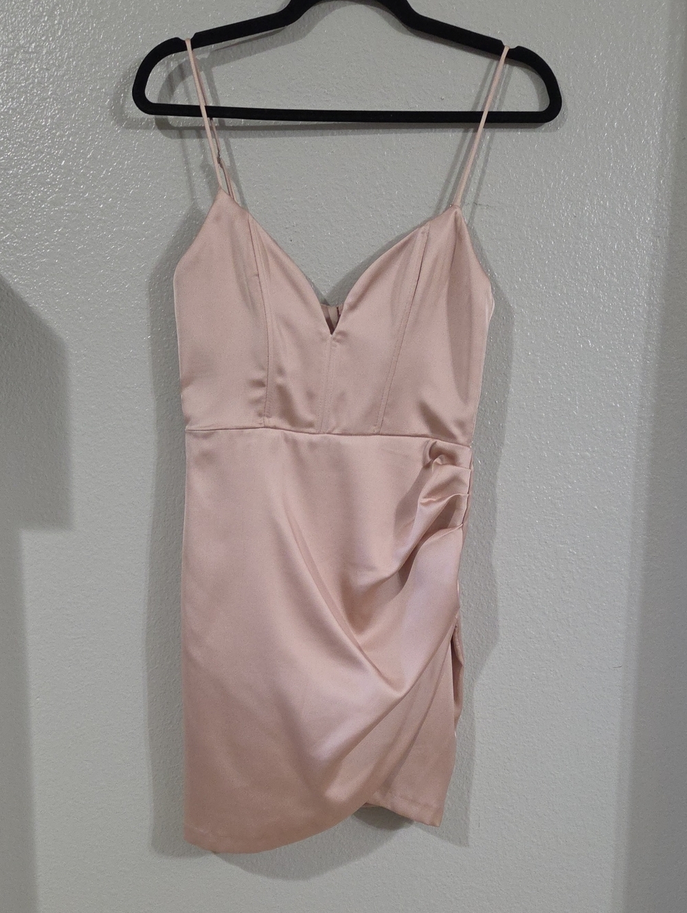 Zara Rose Gold Satin Corset Dress Faux Wrap